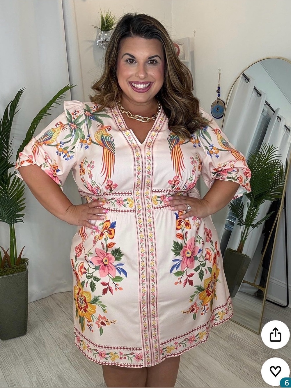 Plus Floral Tropical Animal Print Mini Dress in Blush Pink